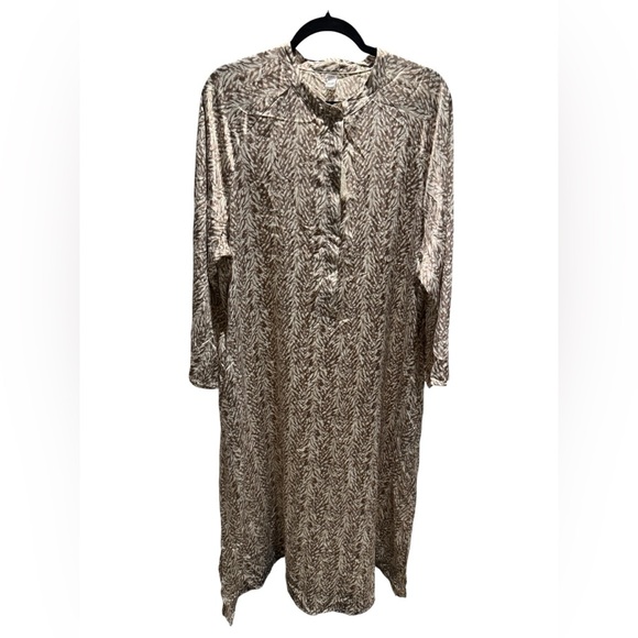 PINK Victoria's Secret Other - Vintage Victoria’s Secret Cream and Tan Long Kaftan Robe Zip Front, Size XL